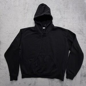 Weekday Hoodie Sweatshirt Mens Small Black‎ Pullover Fleece Kangaroo Pocket